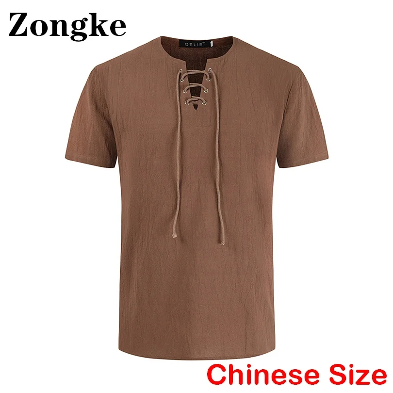 

Льняная футболка Zongke для мужчин, одежда в китайском стиле, Размер 2XL, уличная одежда, мужские футболки, топы в стиле Харадзюку, весна 2022, Новое...