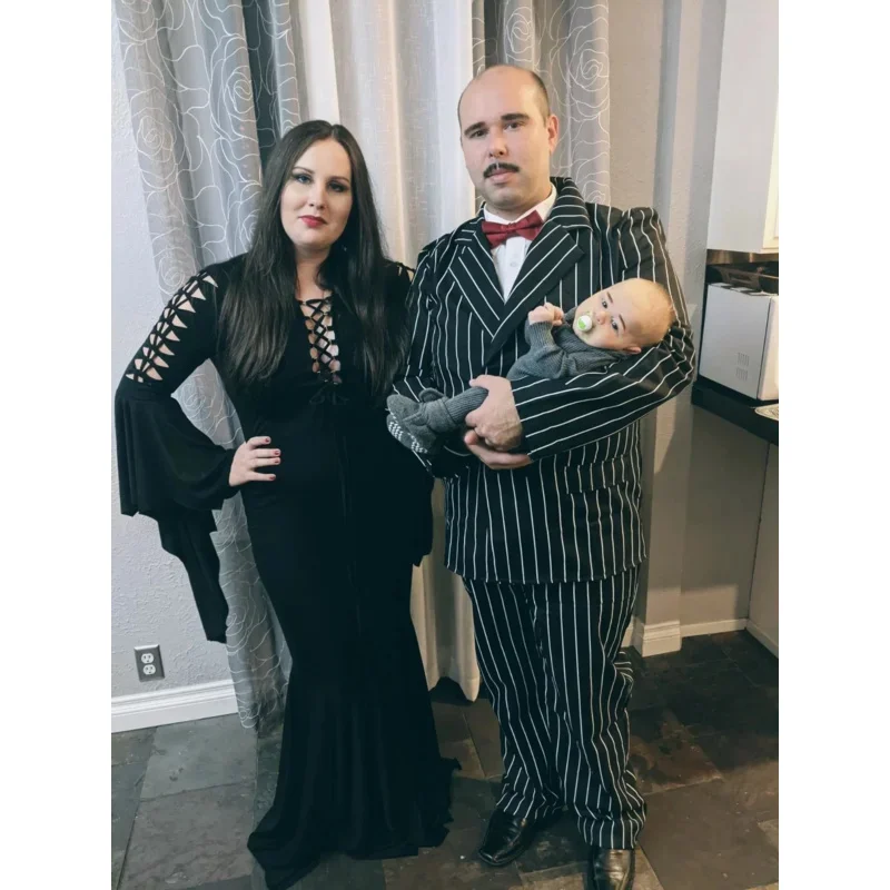 Новый карнавальный костюм Адамса 2025 большие размеры семейное готическое платье