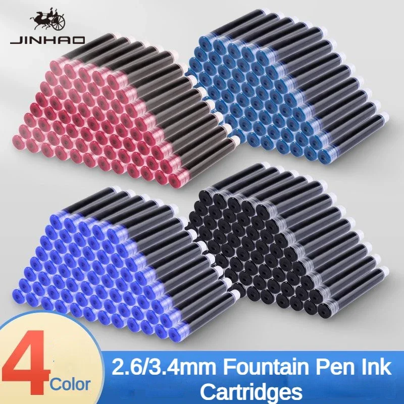 

500/10 PCS JINHAO 2.6mm/3.4mm Black/Blue Fountain Pen Ink Cartridges School Office Supplies Stationery For Hongdian Majohn