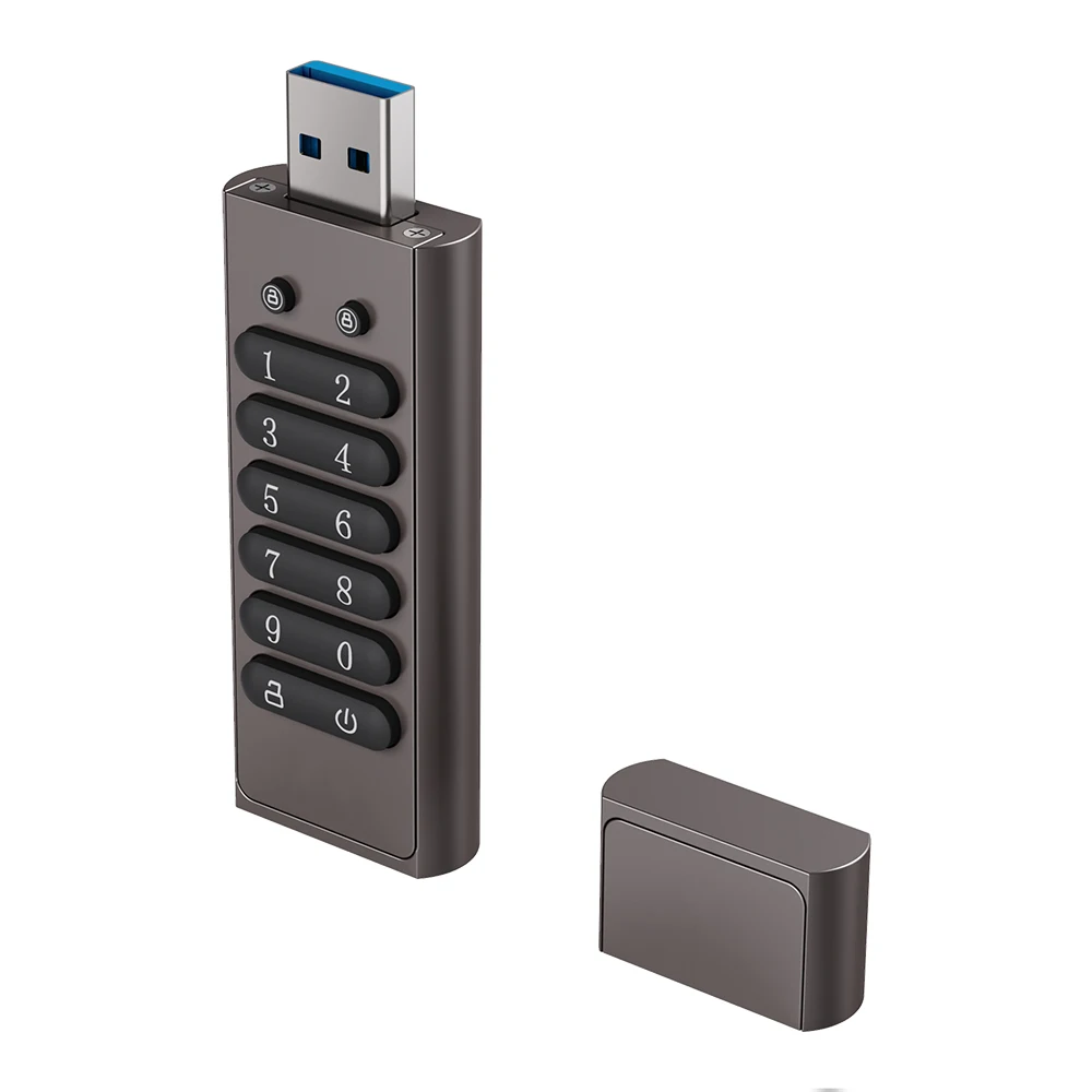128GB 256-bit Encrypted USB Drive Password Secure Flash Drive USB3.0 U Disk Support Reset/Wipe/Auto Lock Function, Grey