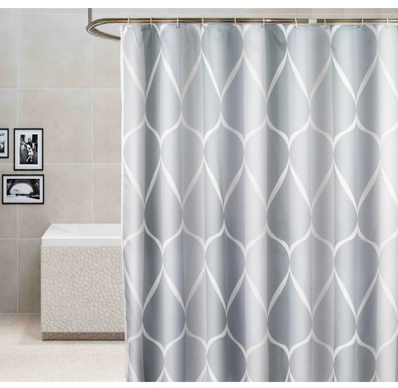 

Shower Curtains 180cm Gray Geometric Water Repellent Bathroom Curtain 71 Inches Modern Style Farmhouse Printed Curtains Simple