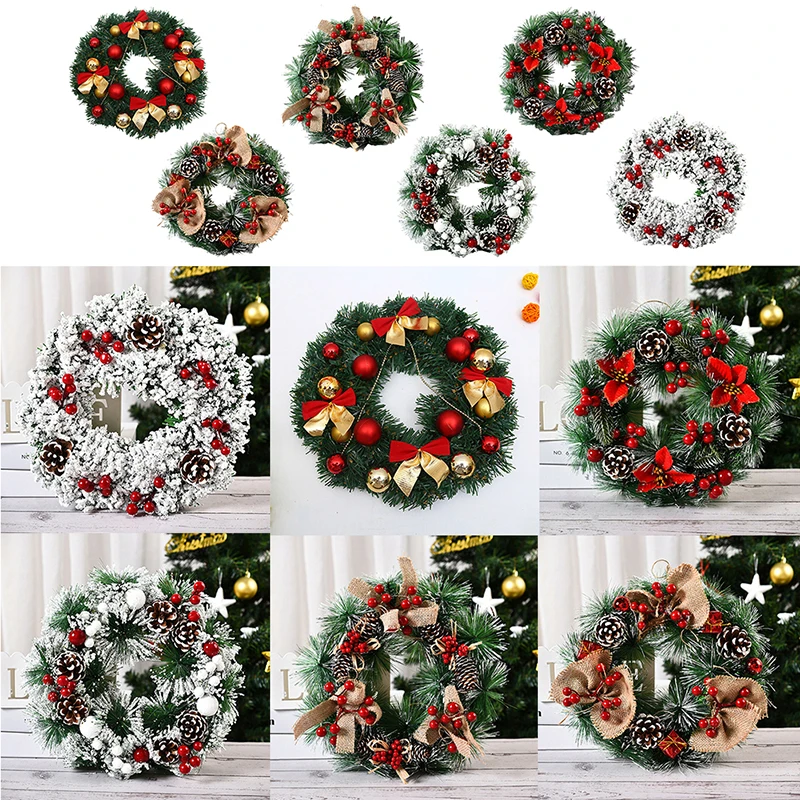 

Christmas Wreath Oranments 30cm Merry Christmas Garlands Wall Hanging Door Pendants Happy New Year Props Arrangement Decor