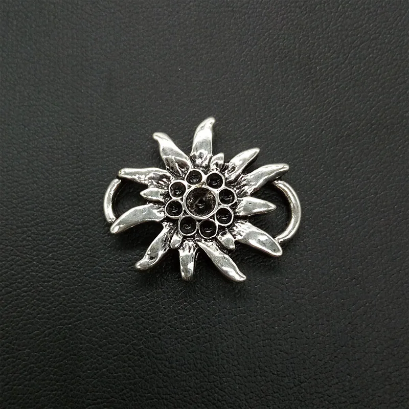 4 шт./лот античный серебряный цвет тиснение Edelweiss цветок кулон ожерелье ювелирные
