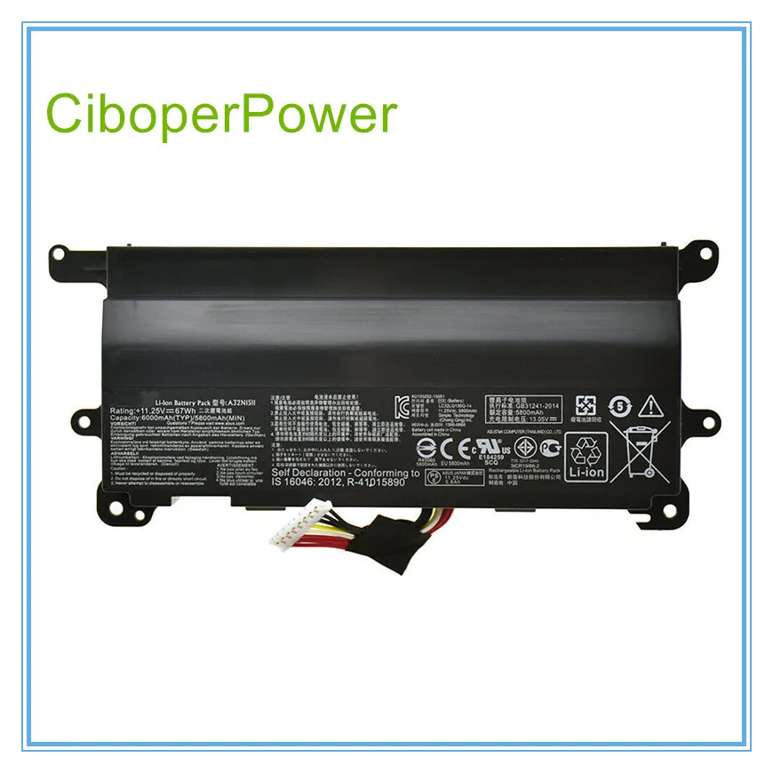 Новые оригинальные аккумуляторы для ноутбуков G752VL G752VT A32N1511 0B110- 00370000 G752v 11 25 В 67