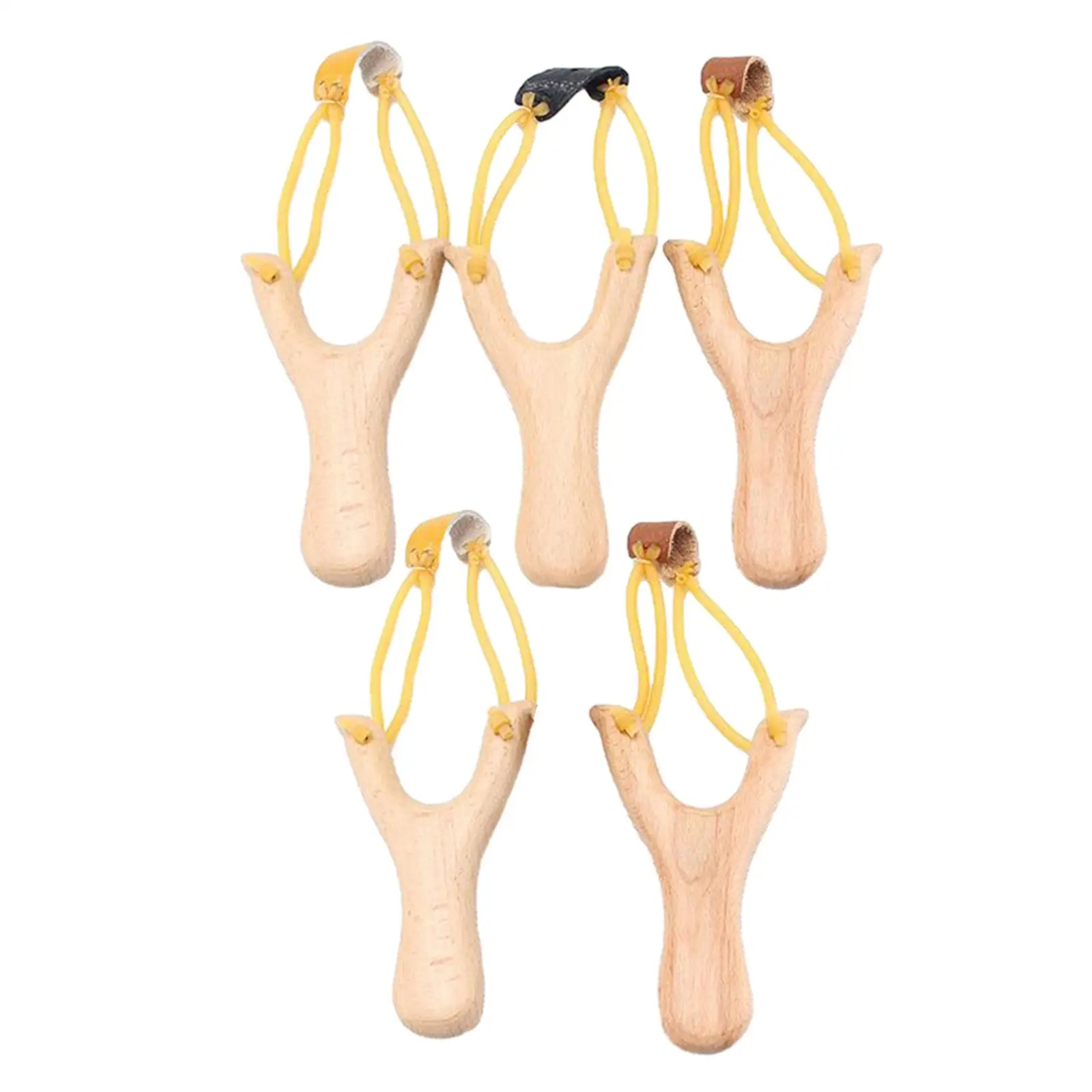 

5 Pieces Wooden Slingshots Toys Kids Hunting Slingshots Kids Adults Toy for Backpacking Competition Fishing Outdoor Game