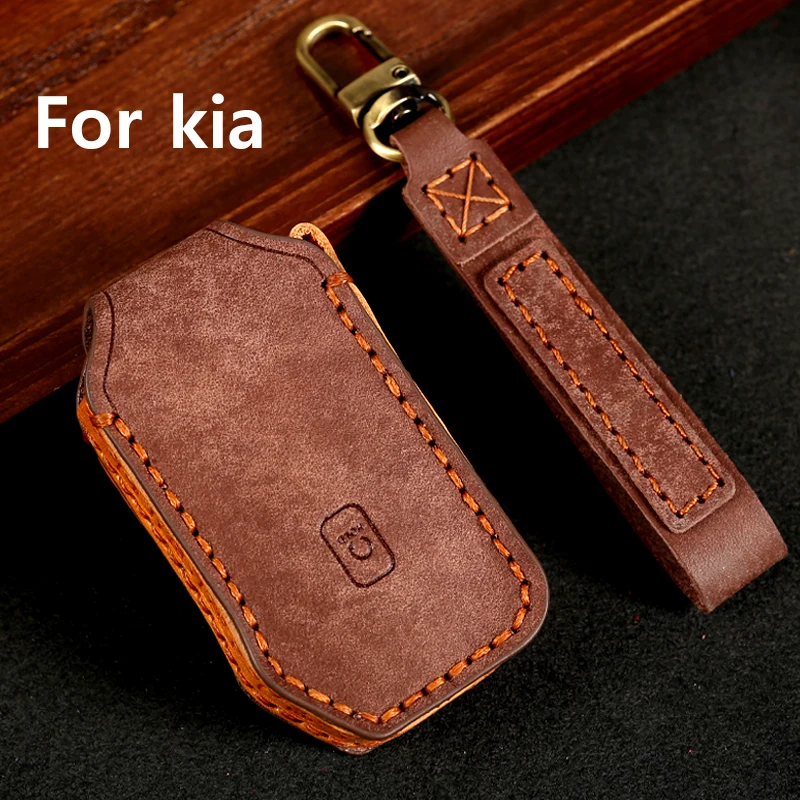Kia Handmade Exquisite Cowhide Key Case Luxury Genuine Pure Leather Auto key Cover Bag Keychain for KIA Seltos Sorento 2021 K5