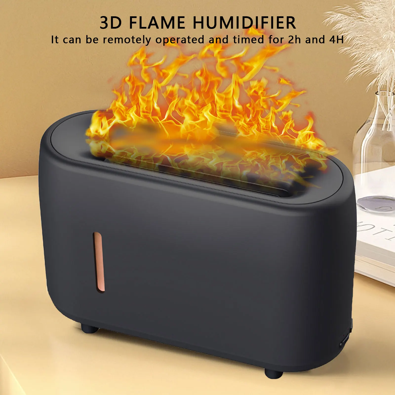 

Аромадиффузор с эффектом пламени, увлажнитель для ароматерапии с 7 эффектами пламени, регулируемая яркость, автоматический, без воды