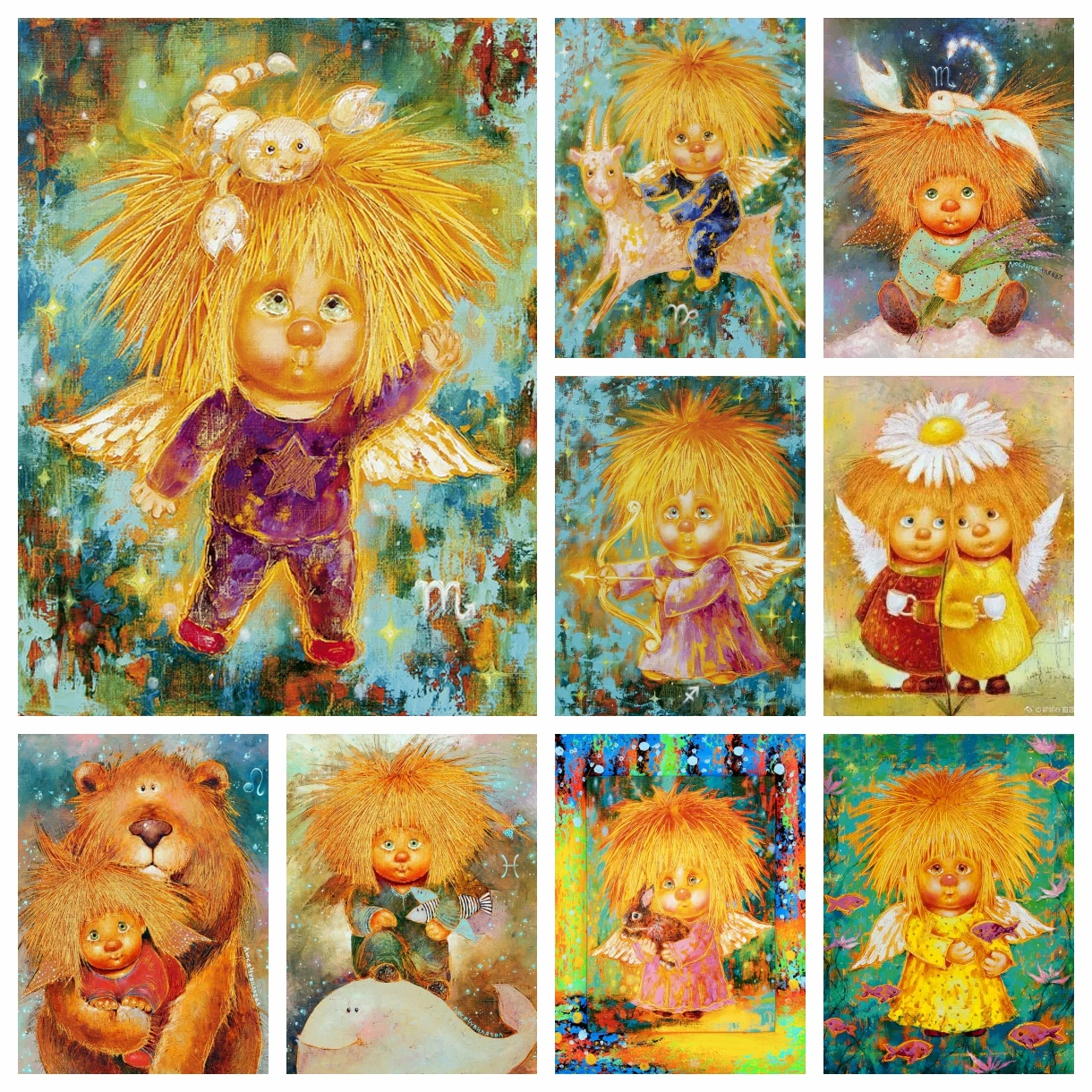 

Diamond Painting Russian Art Cute Sun Angel Cartoon Girl Constellations Cross Stitch Embroidery Picture Mosaic Craft Home Decor