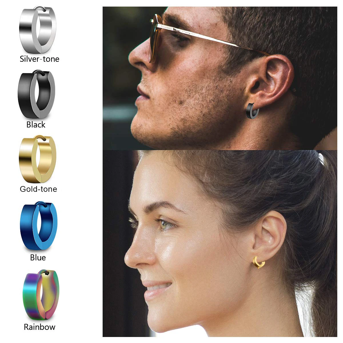 1/5 пар круглые серьги-гвоздики Huggie из нержавеющей стали в стиле хип-хоп и панк с