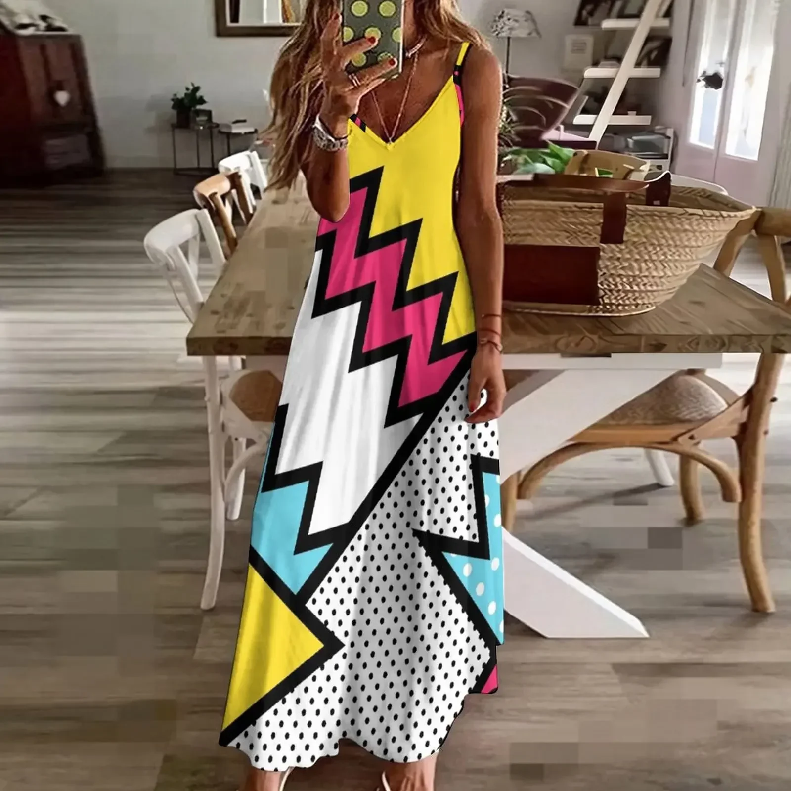 Зигзаг 80-е платье с мемфисом без рукавов платья для выпускного вечера Роскошные