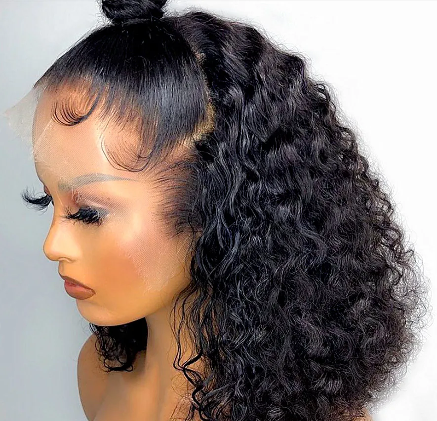 

Black short bob Synthetic Wave 14-16 Inch Wig For Women Lace Front Wig Transparent Lace Frontal Wigs