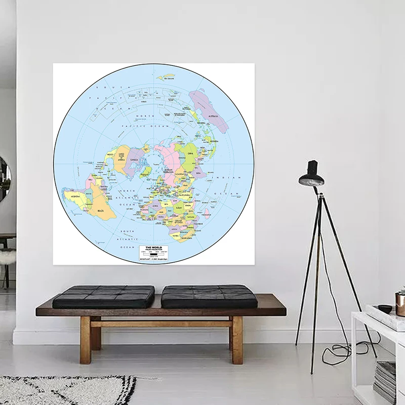 

150x150cm Polar Projection World Map Non-woven Waterproof Spray World Map Without National Flag