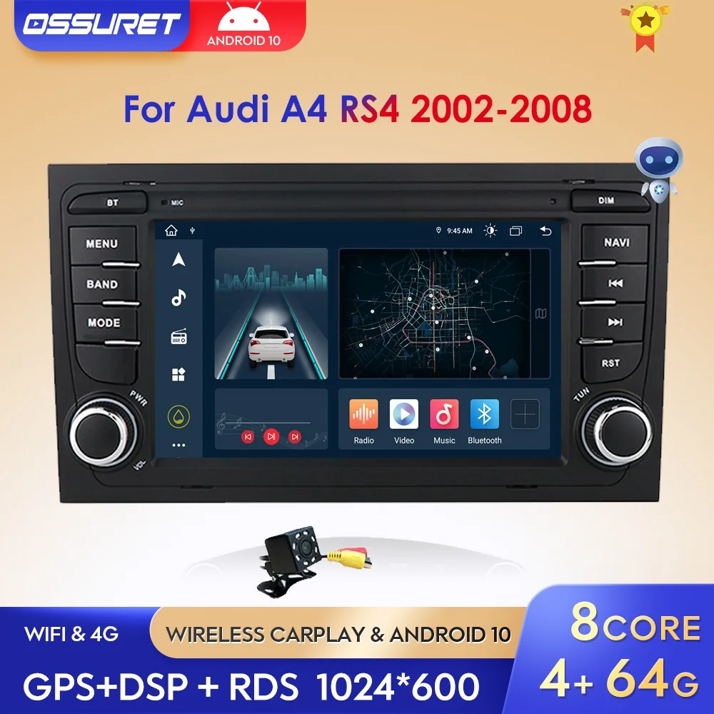 

2din Autoradio Android Carplay GPS for Audi A4 B6 S4 B7 RS4 SEAT Exeo Car Radio Multimedia Player RDS Audio Stereo Bluetooth SWC
