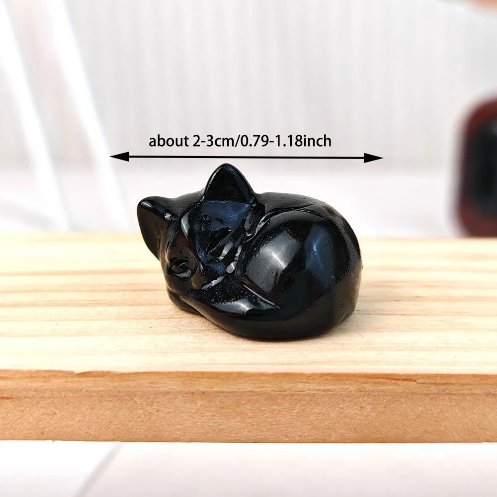 

Фигурка кошки из черного обсидиана DHDUOSHOU