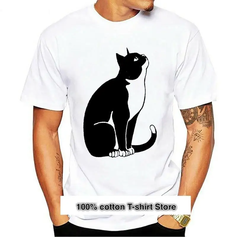 Camisetas Premium con estampado de gato, ropa de esmoquin, negro, blanco, B...