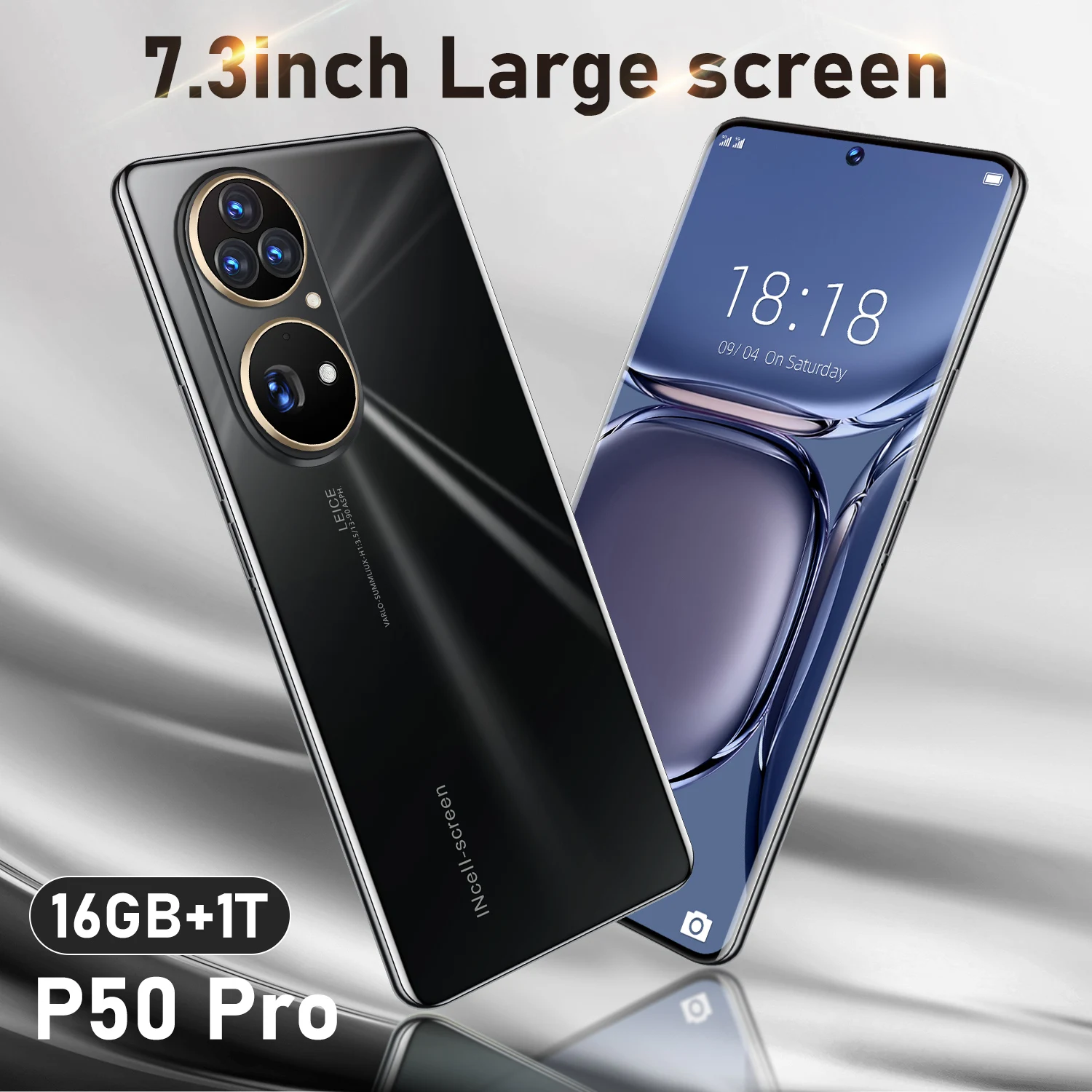 new p50 pro global version 7 3inch smartphone 6800mah hd screen 16512gb cell phone support 45g android 12 network celular free global shipping