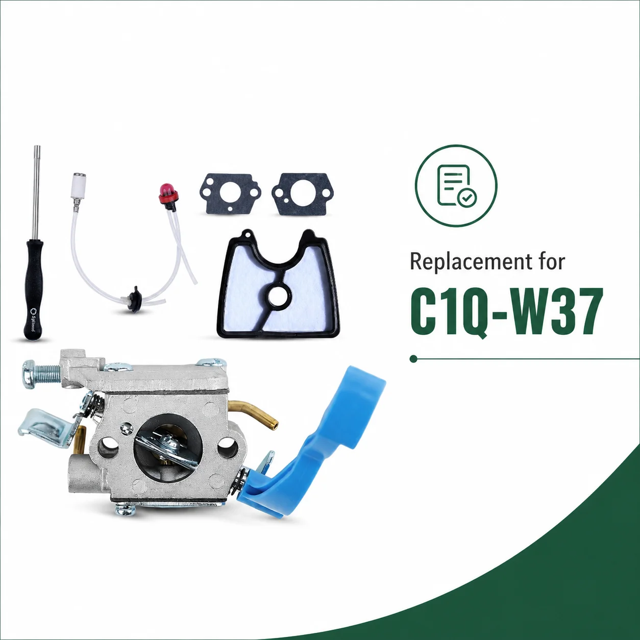 Фото Комплект карбюратора для Husqvarna 125B 125BVX 125BX Jonsered B2126, C1Q-W37 545081811 581798001, топливопровод, свеча зажигания, воздушный фильтр №2