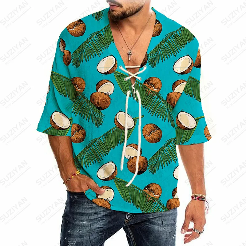 

Fashion Leisure Short-Sleeved Freelancer Cheap Knotted Shirts Stand Collar V-Collar Kit Fashion Handsome Men Clothes