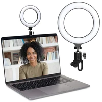 ring light led lamp lighting with clip on laptop computer mobile phone for video conference zoom webcam chat live streaming