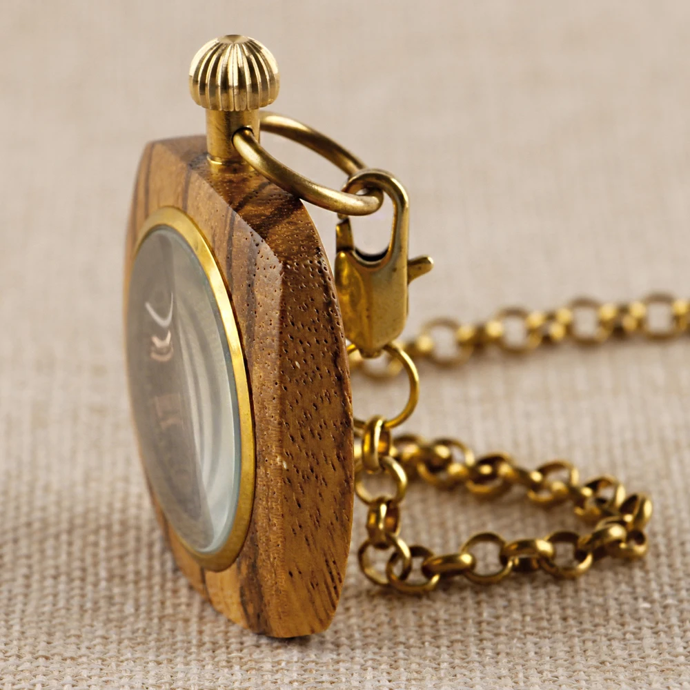 Personalized Creative Square Wood Pocket Watches Mechanical For Men Women Vintage Hand Wind Fob Watch 80cm Chain Art Collection