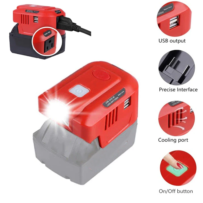 Для Milwaukee 150W портативный источник питания инвертор адаптер постоянного тока 20V к AC 110V ~ 120V для Milwaukee 18V li-ion генератор батареи
