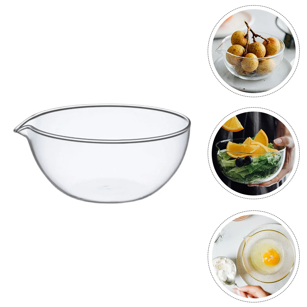 

2Pcs Salad Bowl Transparent Bowl Food Storage Bowl Glass Tableware for Kitchen Hotel