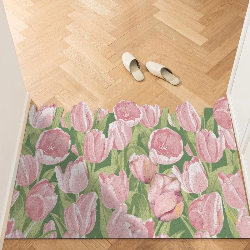 

Small Fresh Flower Entry Door Silk Enclosure Mat Can Be Arbitrarily Cut Pvc Foot Mat Home Door Rubbing Soil Non-slip Mat