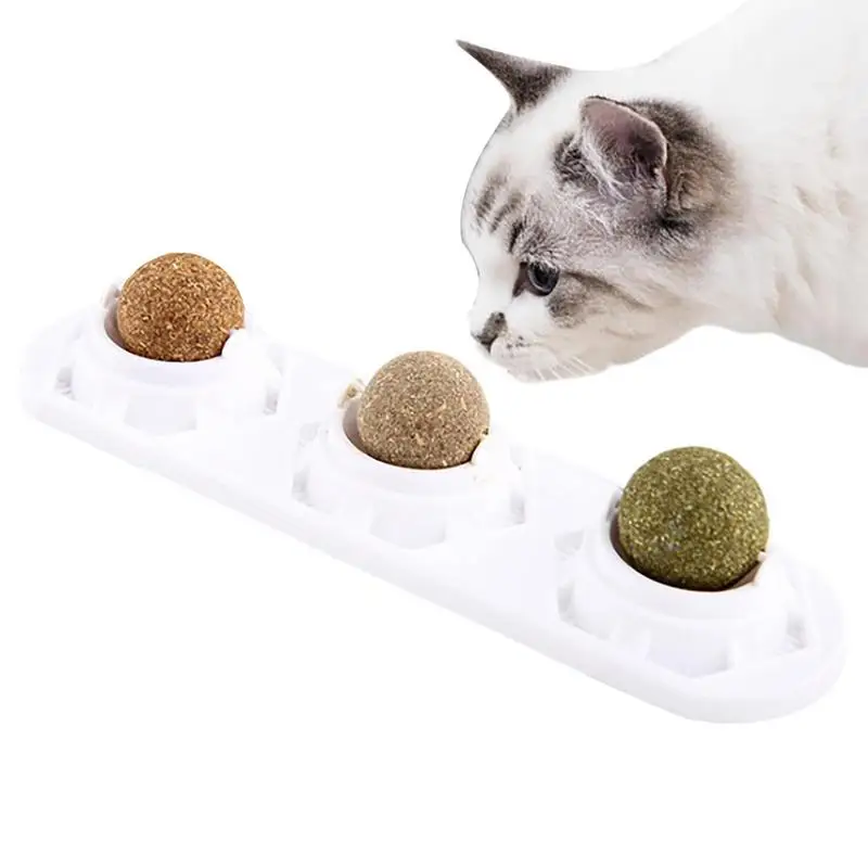 

Pet Catnip Balls 3-in-1 Catnip Ball Toys Cats Mint Balls With Double-Sided Tape Kitten Teeth Cleaning Dental Cat Toy For Window