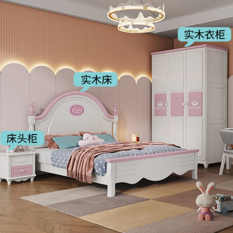 Детская кровать QF50TC однотонная деревянная мебель в европейском стиле простота