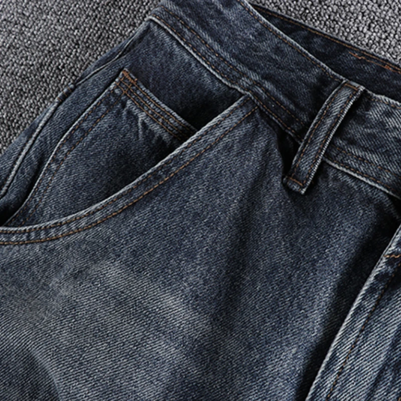 Spring and summer 2022 new American Vintage Blue patch jeans men's trend loose Harlan Capris