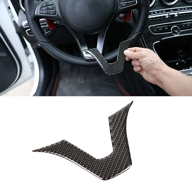 

For Mercedes Benz C GLC Class W205 X253 2016 2017 2018 Car Carbon Fiber U Shape Steering Wheel Panel Cover Trim