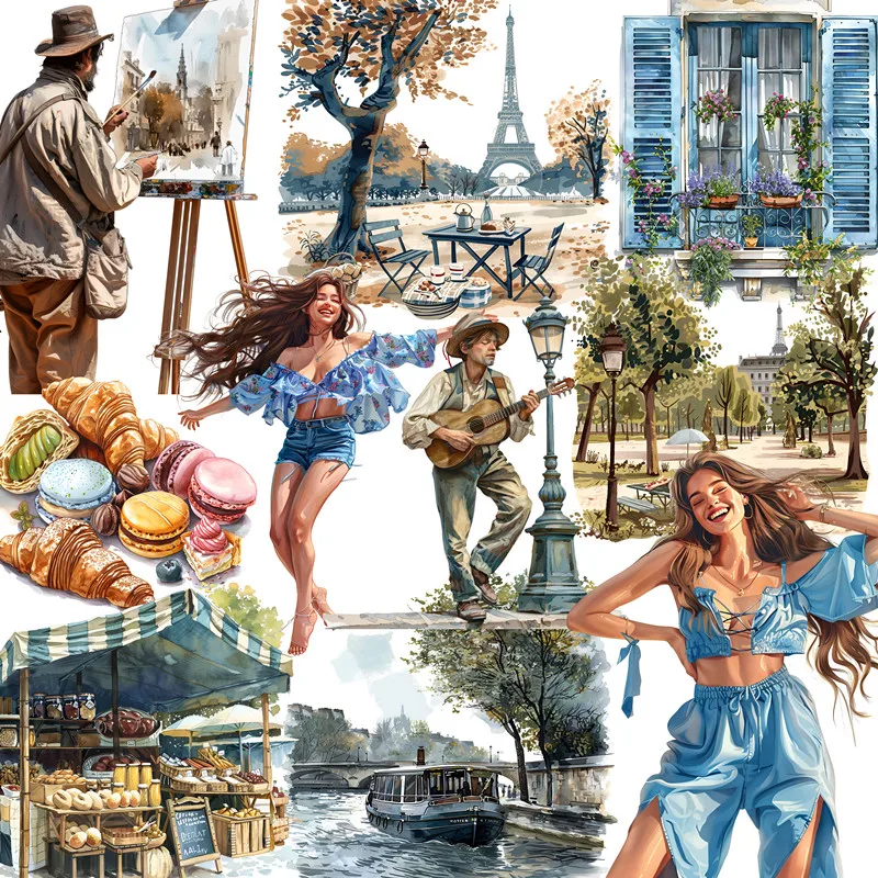 Синие и романтические французские наклейки Стикеры для рукоделия скрапбукинга