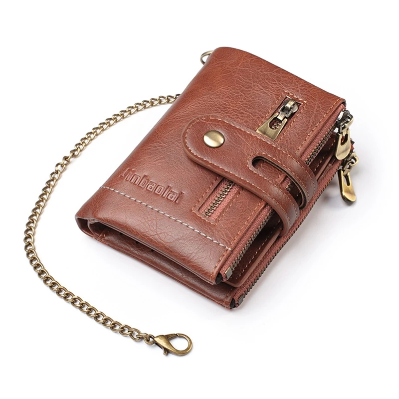 

Chain Wallets for Men Leather Bifold Wallet Men's Casual Purse Credit Card with Coin Pocket Business Travel Use
