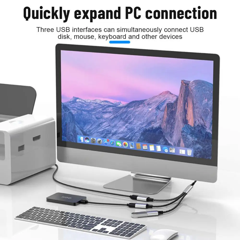 

USB-C 2.0 Fast Charging USB Type C To 4 USBC OTG Adapter Cable For IPad Pro 4 In 1 USB C Convertor For Macbook Pro Chromebook TV