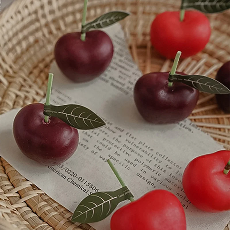 Ins Cherry Scented Candle Creative Decorative Aromatic Candles Shooting Props Simulation Fruit Candle Candles For Home Decor