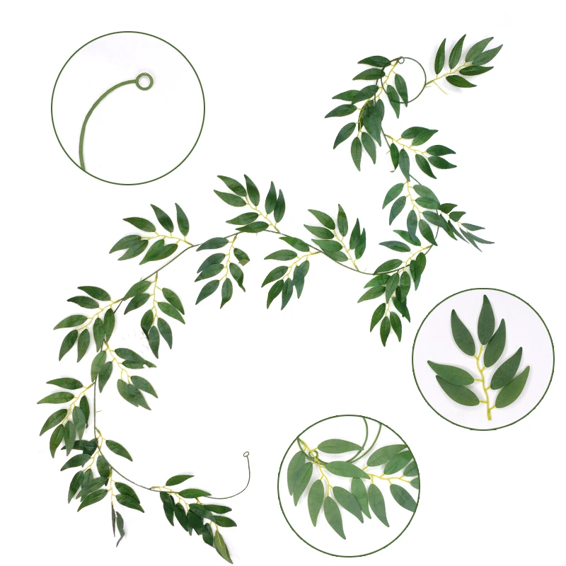 2M Eucalyptus Garland Artificial Ivy Wall Decor Eucalyptus Greenery Leaves Vines Plant For Wedding Arch Christmas Decorations images - 6