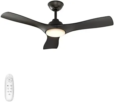 

Fan with Lights Remote Control, 48-Inch, Black, Silent Motor, 3-Blades