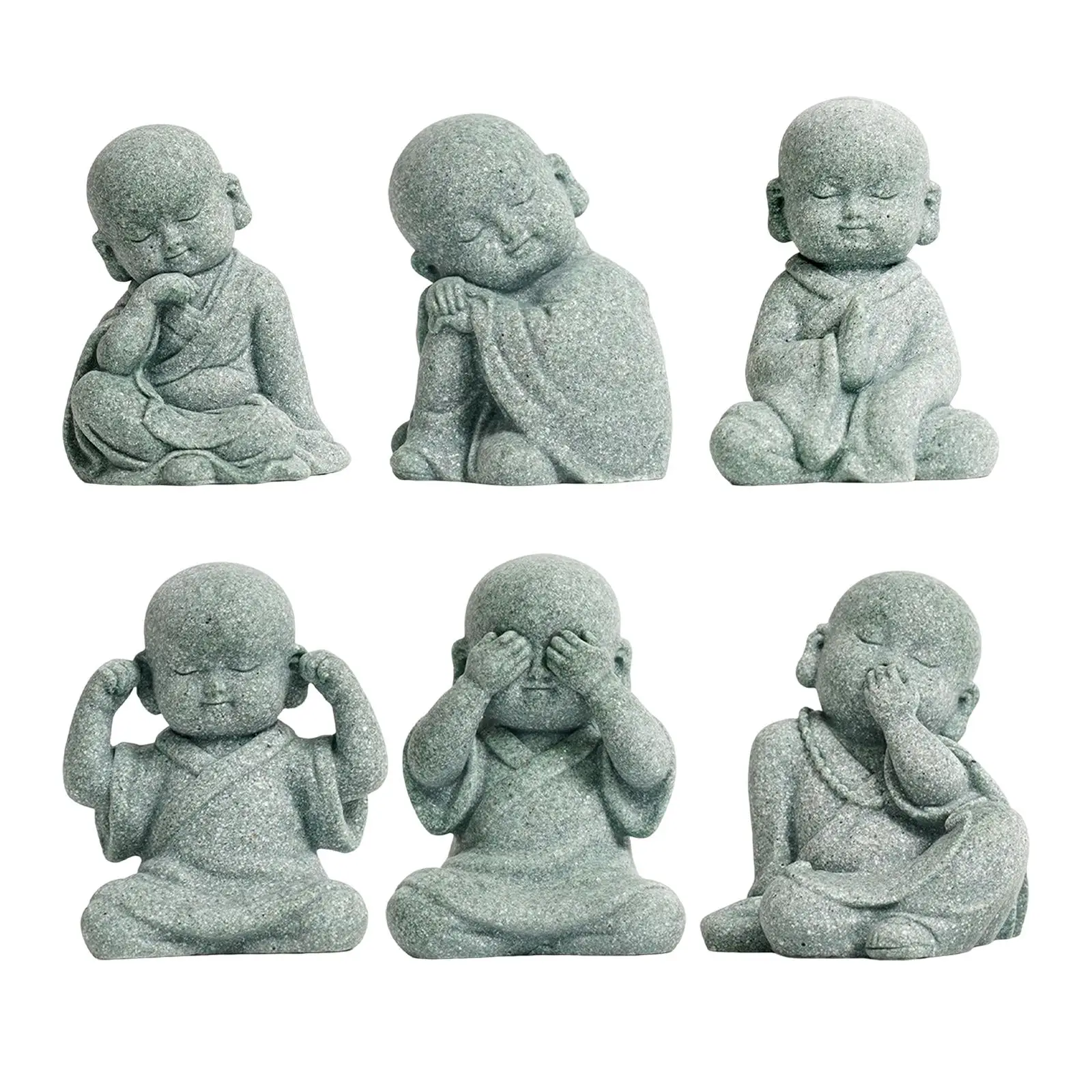 

Monk Figurine Buddha Statue Ornaments Sculpture Creative Miniature Mini Decorative Sitting for Tabletop Teahouse Home Decor Desk