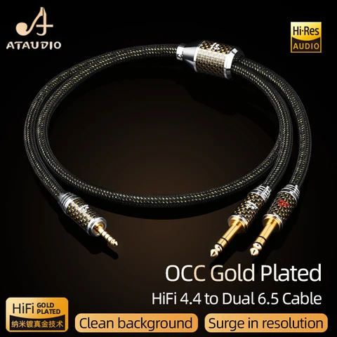 HiFi кабель от 4,4 мм до двойного разъема 6,5 мм для усилителя Hi-end OCC, позолоченный, 4,4 мм, баланс на двойной разъем TRS 6,5 мм, профессиональный аудиокабель