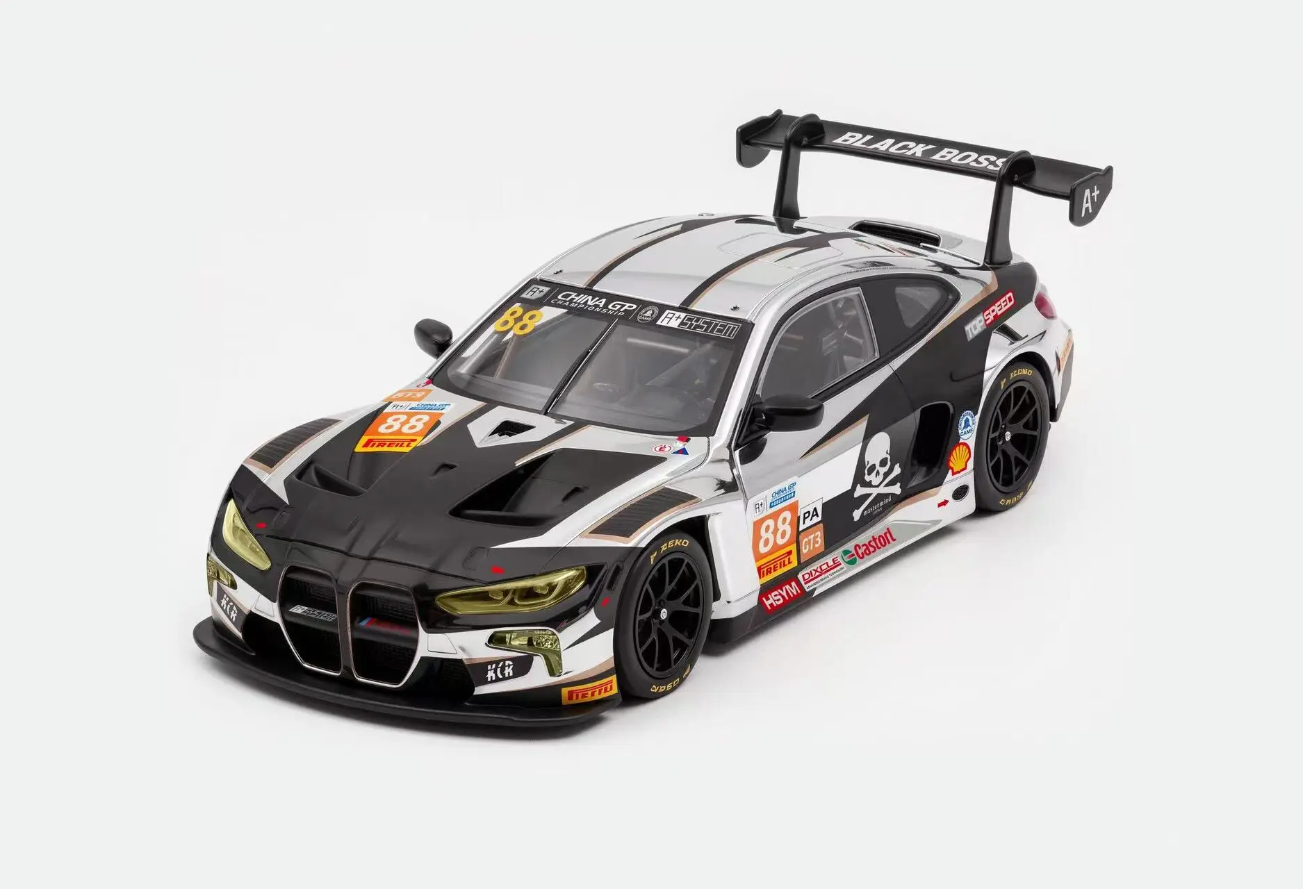 Фото Модель автомобиля A+system 1:64 Black Boss, совместная серия, вторичная модификация M4 GT3 MMJ, лимитированная серия для Тайваня, литая под давлением имитационная модель из сплава. №2
