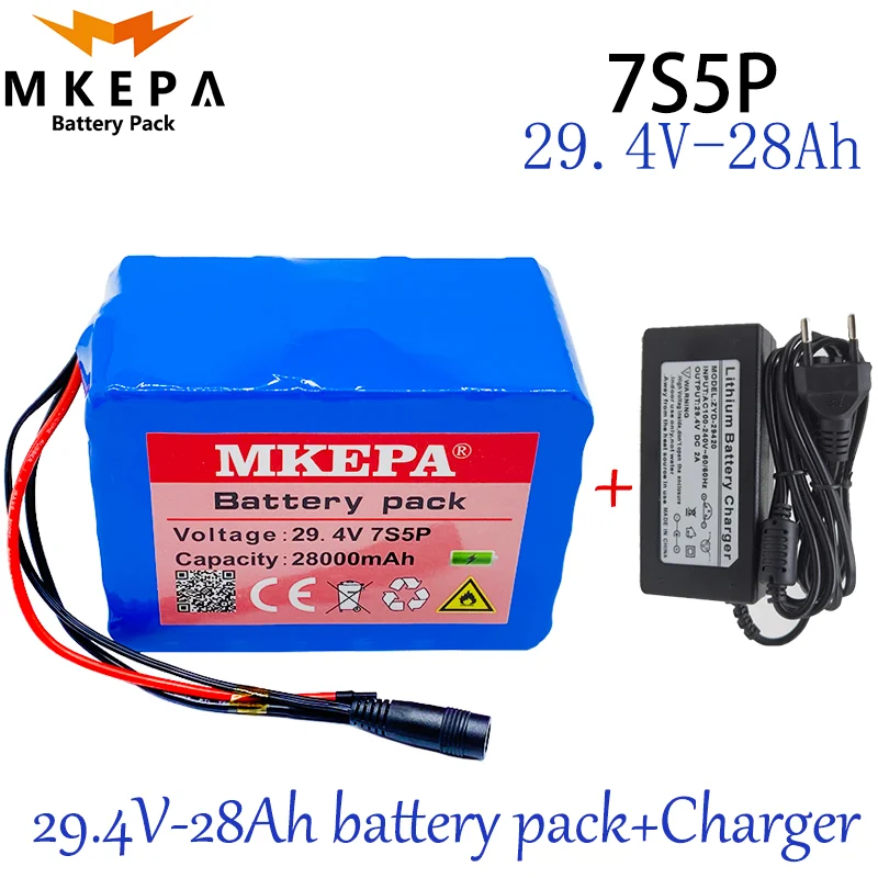 

7S5P 24v 28Ah battery pack 250w 29.4V 28000mAh lithium ion battery for wheelchair electric bicycle pack with BMS + charger