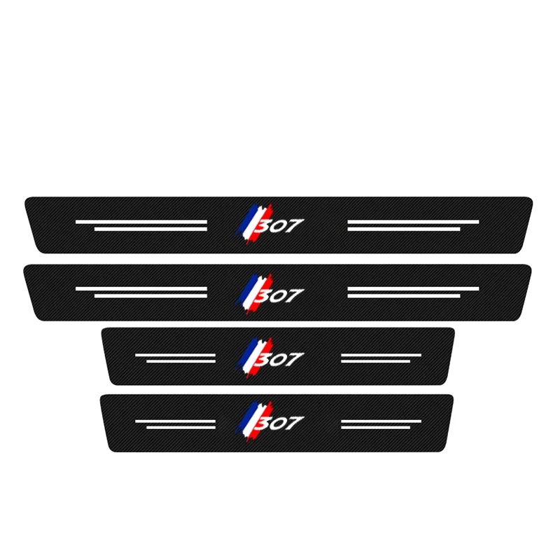 

4 шт., углеродное волокно, защита порога автомобиля, приветственная педаль, украшение, кожаные наклейки для Peugeot 307, автоаксессуары