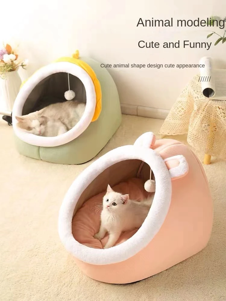 

Four Seasons Universal Semi-enclosed Villa Cat House Cat Kitten Warm Sleep In Winter Removable and Washable Cat Room