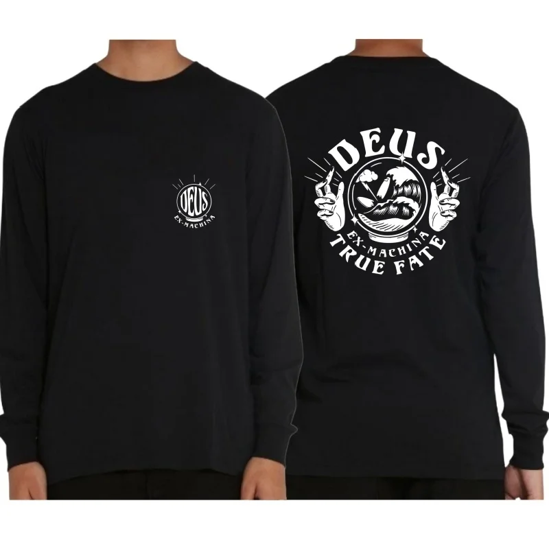 DEUS EX MACHINA Harajuku футболка с длинным рукавом и круглым вырезом надписью Повседневная