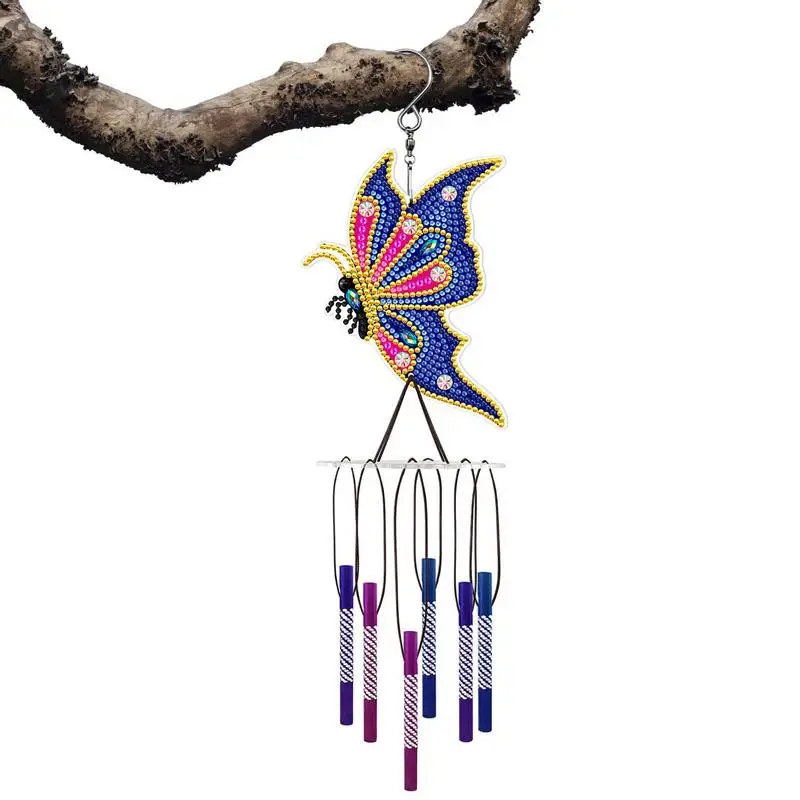 

5D DIY DiamondPainting Crystal Suncatchers Butterfly Wind Chimes Diamond Pendant Hanging Art Kit Home Decor