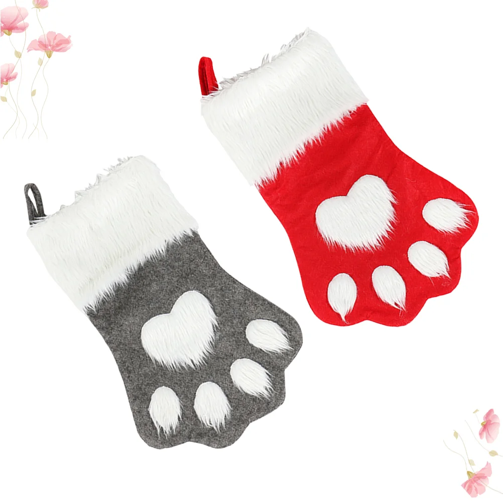 2 шт. подарочная сумка с рисунком собачьей лапы рождественская для конфет чулок