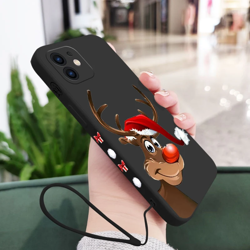 

Merry Christmas Snow Elk Phone Case For OPPO A7X A53 AX5 A93 A94 A35 A95 A12 A16 A8 A72 Reno 7Z 6Z F19 4G 5G with Hand Strap