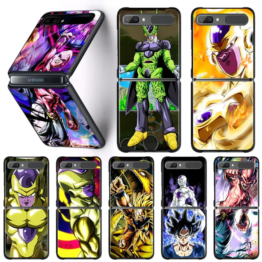 

Mobilephone Case For Samsung Galaxy Z Flip3 Zflip3 ZF3 Flip ZF 5G Hard PC Cover Black Coque Dragon ball Golden Frieza
