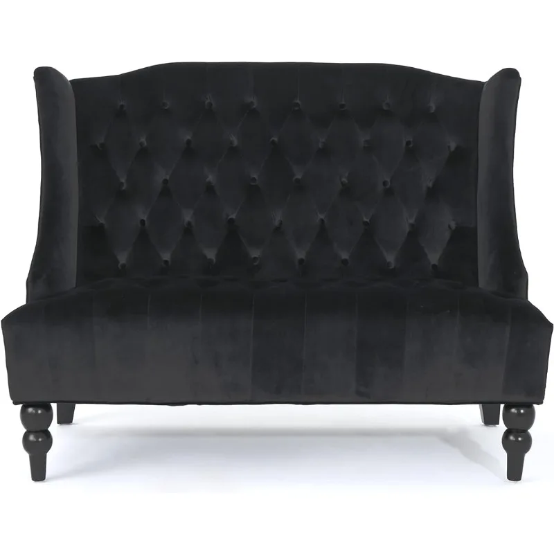 

Christopher Knight Home Leora Modern Glam Tufted Velvet Wingback Loveseat, Black / Dark Brown Home Furniture