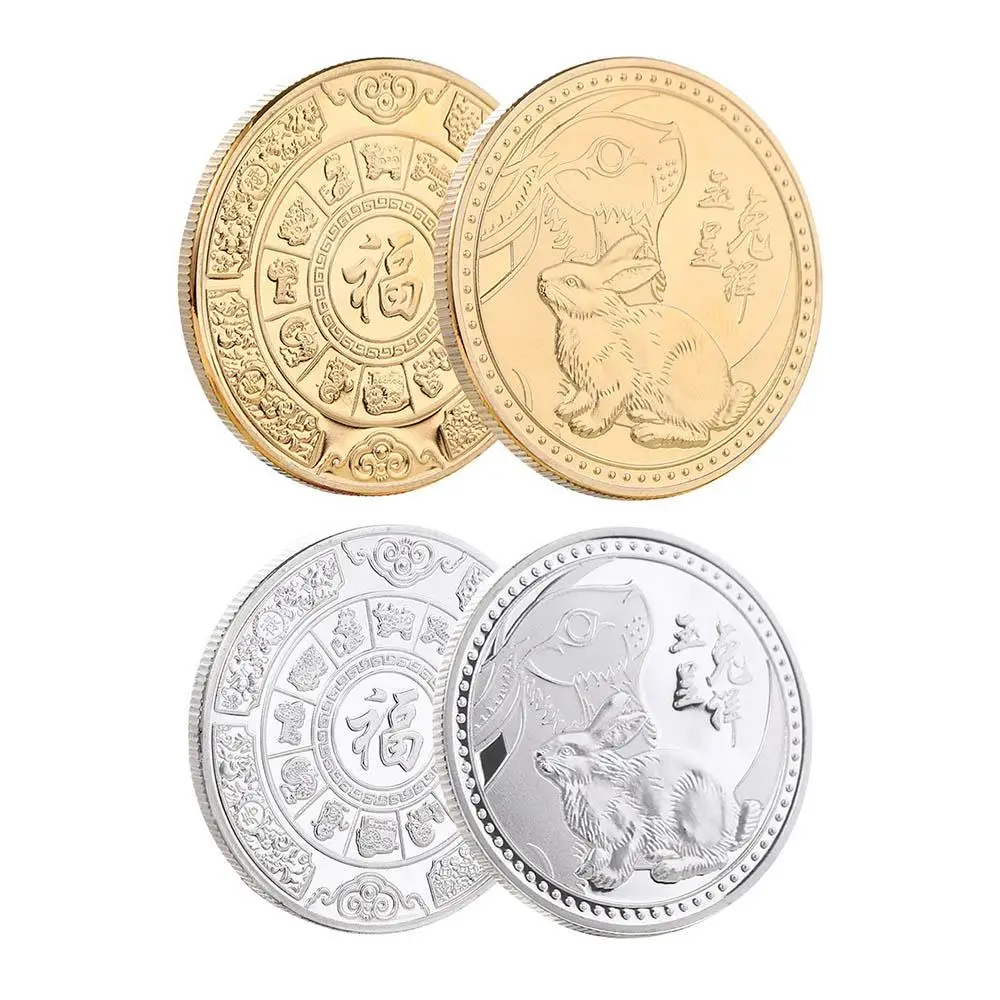 

Коллекционная декоративная памятная монета из 12 знаков зодиака, подарок на новый год для богатства и удачи, сувенир в виде кролика